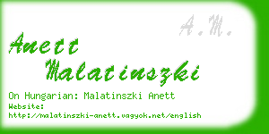 anett malatinszki business card